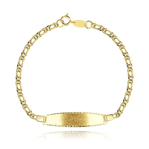 Náramok s platničkou zo žltého 18K zlata - retiazka zo zdvojených očiek, 160 mm