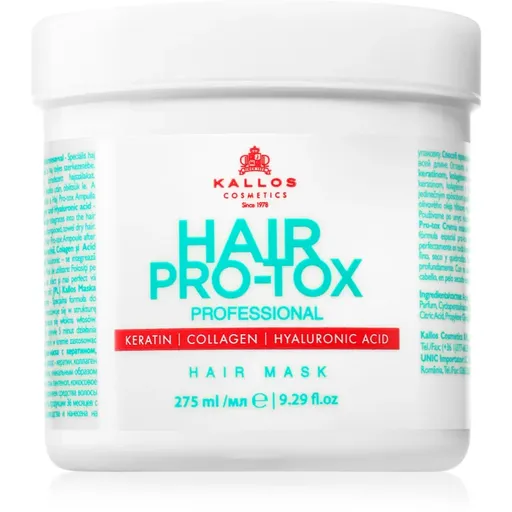Kallos Hair Pro-Tox maska pre slabé a poškodené vlasy s kokosovým olejom, kyselinou hyalurónovou a kolagénom 275 ml
