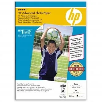 HP Advanced Glossy Photo Paper Q5456A, 250 g/m2, A4, 25ks, lesklý, biely, foto papier