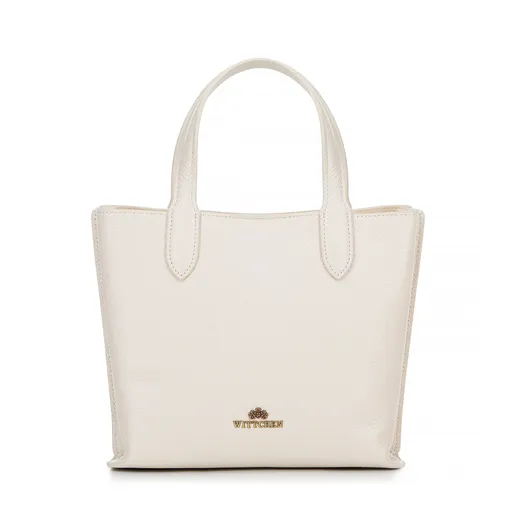 Dámsky malý kabelka z kože krémový 100-4E-218-0