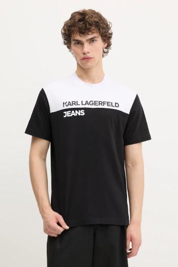 Bavlnené tričko Karl Lagerfeld Jeans pánske, čierna farba, vzorované, A3M17004