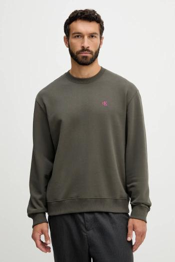Bavlnená mikina Calvin Klein Jeans zelená farba, jednofarebná, LV04RC296G