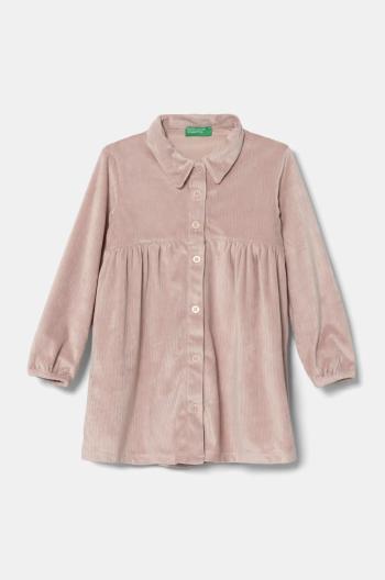 Dievčenské šaty United Colors of Benetton ružová farba, midi, áčkový strih, 37JBGV00X