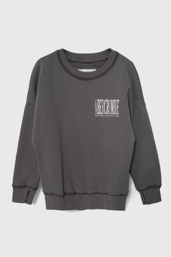 Detská mikina Abercrombie & Fitch šedá farba, s potlačou