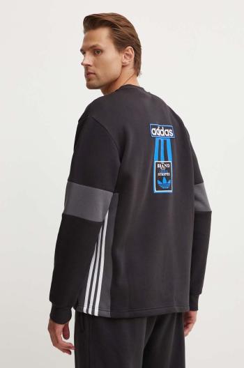 Mikina adidas Originals Adibreak Crew pánska, čierna farba, s nášivkou, IY4853