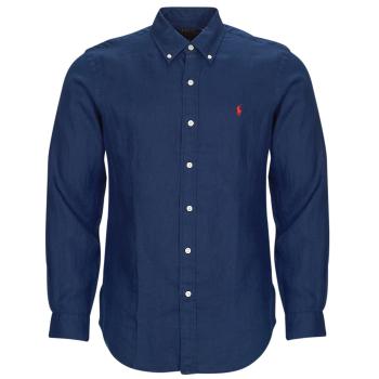 Polo Ralph Lauren  CHEMISE COUPE DROITE EN LIN  Košele s dlhým rukávom Námornícka modrá