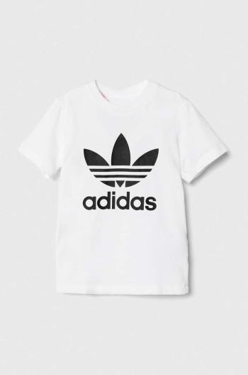 Detské bavlnené tričko adidas Originals TREFOIL TEE biela farba, s potlačou, JE0520