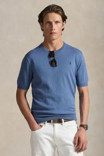 Bavlnené tričko Polo Ralph Lauren pánske, modrá farba, jednofarebné, 710980681