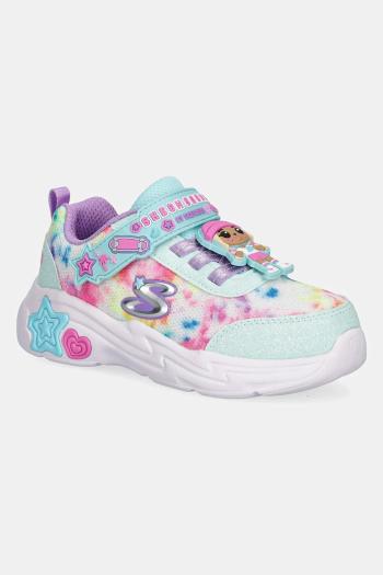 Detské tenisky Skechers SNUGGLE SNEAKS tyrkysová farba, 302214N