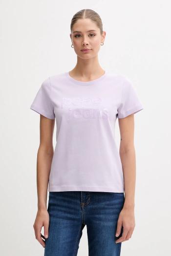 Bavlnené tričko Pepe Jeans dámske, fialová farba, PL506113