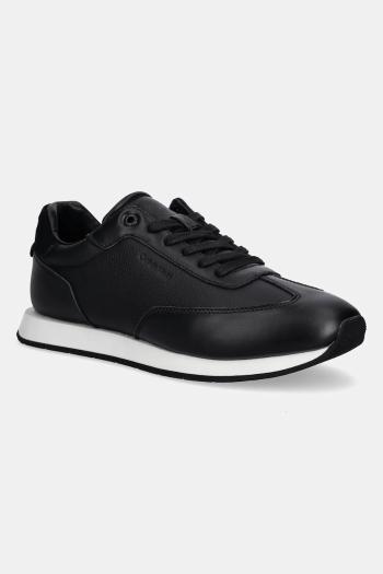 Kožené tenisky Calvin Klein LOW TOP LACE UP TMBL LTH pánske, čierna farba, HM0HM01804