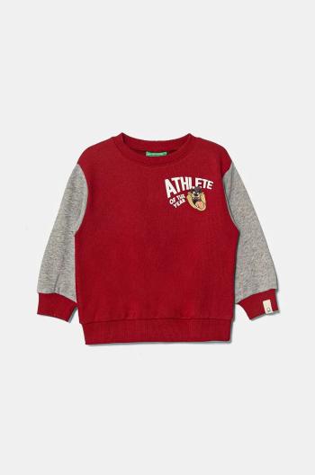 Detská bavlnená mikina United Colors of Benetton x Looney Tunes bordová farba, s potlačou, 3J68G10GX