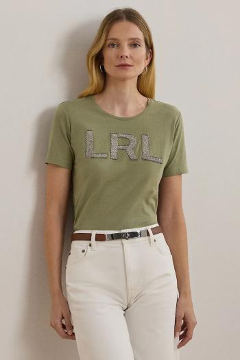 Bavlnené tričko Lauren Ralph Lauren dámske, zelená farba, 200963874