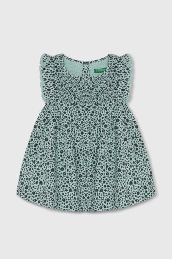 Dievčenské šaty United Colors of Benetton zelená farba, mini, áčkový strih
