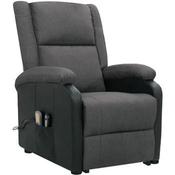 Shumee zdvíhacie polohovacie kreslo tmavo sivé textil, 329515