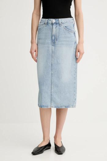 Rifľová sukňa Levi's HR BACK SLIT SKIRT midi, puzdrová, 001VH