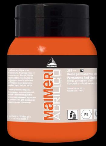 MAIMERI ACRILICO - Akrylové farby 251 - permanent red light, 0,5 L