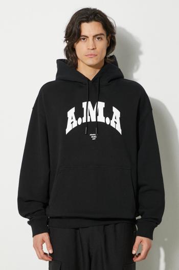 Bavlnená mikina Marcelo Burlon Ama Comfort Hoodie pánska, čierna farba, s kapucňou, s potlačou, CMBB106F24FLE0081001