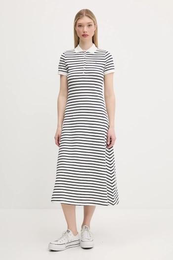 Šaty Tommy Jeans biela farba, midi, áčkový strih, DW0DW20383