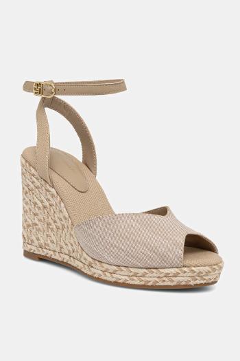 Sandále Tommy Hilfiger CHAMBRAY HIGH WEDGE ESPADRILLE béžová farba, FW0FW08588