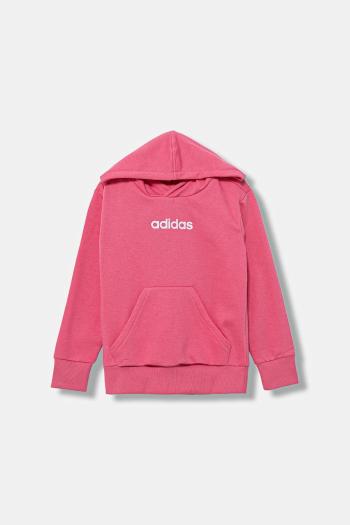 Detská mikina adidas ružová farba, s kapucňou, s potlačou, JN2429