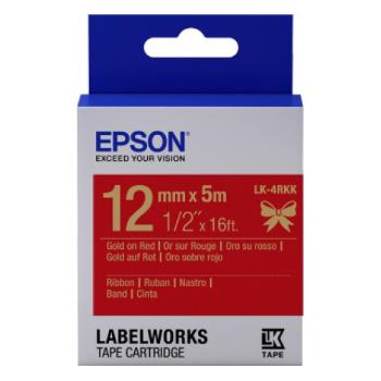 Epson LabelWorks LK-4RKK C53S654033 12mm x 5m, zlatá tlač / červený podklad, textilná stuha, originálna páska