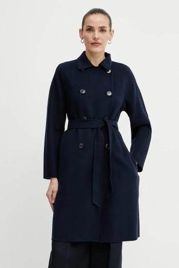Vlnený kabát Weekend Max Mara dámsky, tmavomodrá farba, prechodný, 2515011021600