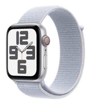 APPLE Watch SE (2024) Cellular 44mm Strieborný hliník s oblačne modrým prevliekacím remienkom