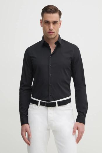 Košeľa Calvin Klein pánska, čierna farba, slim, s klasickým golierom, K10K112743