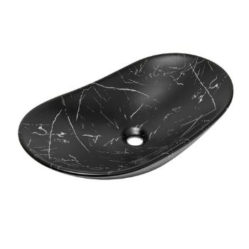 Umývadlo na dosku SAT Infinitio 61,5x36 cm čierny matný mramor, bez prepadu SATINF61536MRBKM
