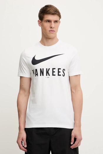 Bavlnené tričko Nike New York Yankees pánske, biela farba, s potlačou, N199-10A-NK-PA7