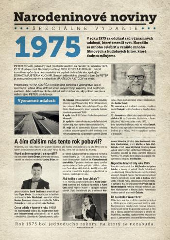 Narodeninové noviny 1975 s vlastným textom a fotografiou, S fotografií