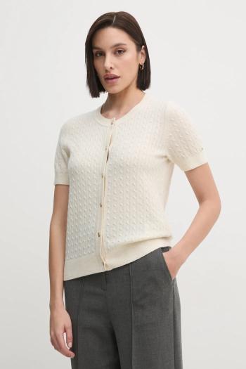 Vlnený kardigán Tommy Hilfiger béžová farba, tenký, WW0WW43958