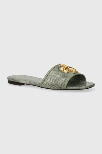Kožené šľapky Tory Burch Eleanor Slide dámske, zelená farba, 155132.300