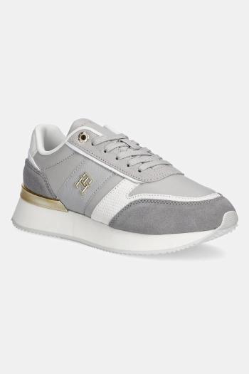 Kožené tenisky Tommy Hilfiger TH FASHION RUNNER šedá farba, FW0FW08475