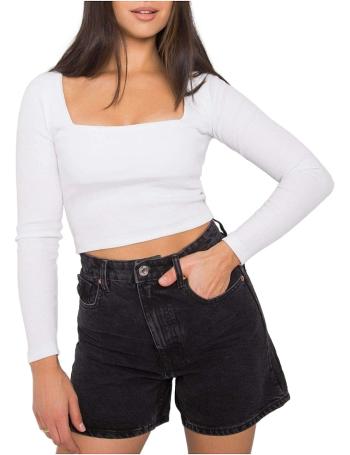 Bílý dámský crop top s dlouhými rukávy vel. L