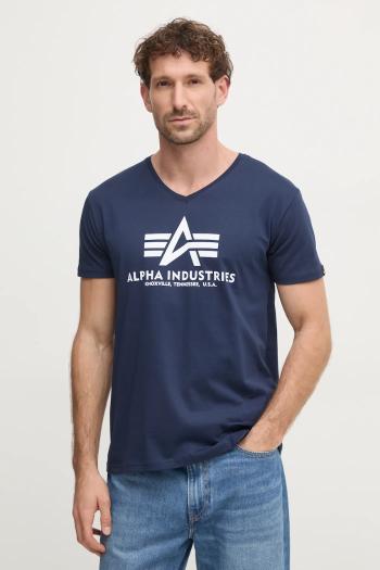 Tričko Alpha Industries pánske, tmavomodrá farba, s potlačou, 106512