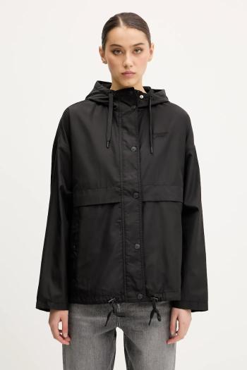 Bunda Tommy Jeans čierna farba, prechodná, oversize, DW0DW20231