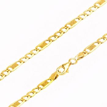 Zlatá retiazka 585 - tri oválne očká a jedno dlhšie s mriežkou, 550 mm