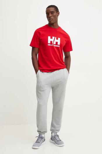 Bavlnené tričko Helly Hansen HH LOGO pánske, červená farba, s potlačou, 30396