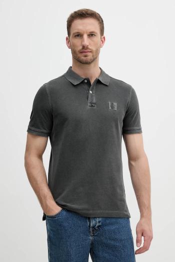 Bavlnené polo tričko United Colors of Benetton šedá farba, jednofarebné, 3089U302D