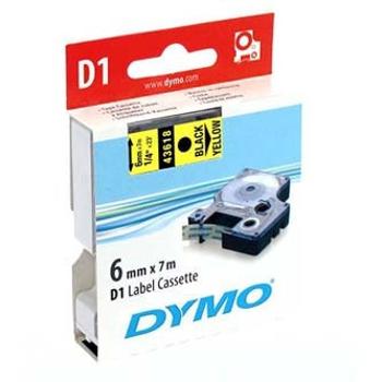 Dymo D1 43618, S0720790, 6 mm x 7m, čierna tlač/žltý podklad, originálna páska