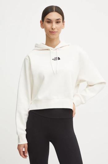 Mikina The North Face Essential Crop Hoodie dámska, béžová farba, s kapucňou, jednofarebná, NF0A89EXQLI1