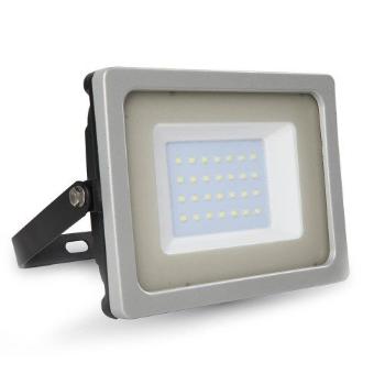 LED reflektor , 30 Watt , Ultra Slim , SMD , szürke keret , természetes fehér