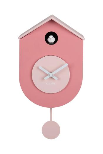 Kyvadlové hodiny Karlsson Grato Cuckoo 33 cm ružová farba