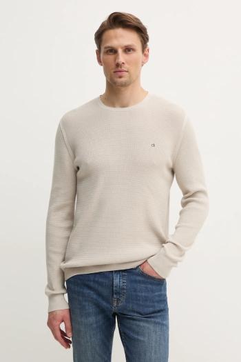 Sveter Calvin Klein pánsky, béžová farba, tenký, K10K114080
