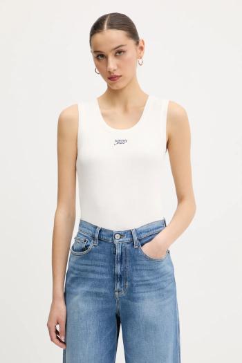 Bavlnený top Tommy Jeans béžová farba, DW0DW21369