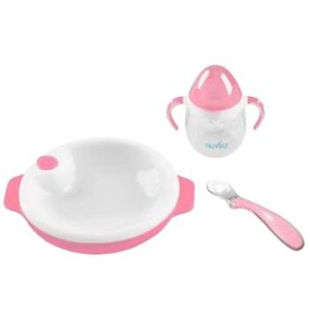 NUVITA Sada termo tanierika so silikónovou lyžičkou a hrnčekom, Pastel pink (5350555013990)