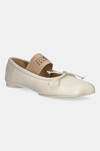 Kožené balerínky MM6 Maison Margiela béžová farba, S59WZ0099