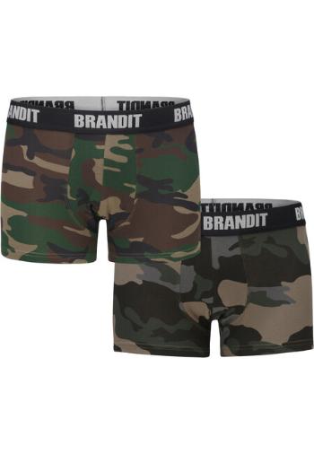 Brandit Boxershorts Logo 2er Pack woodland/darkcamo - S